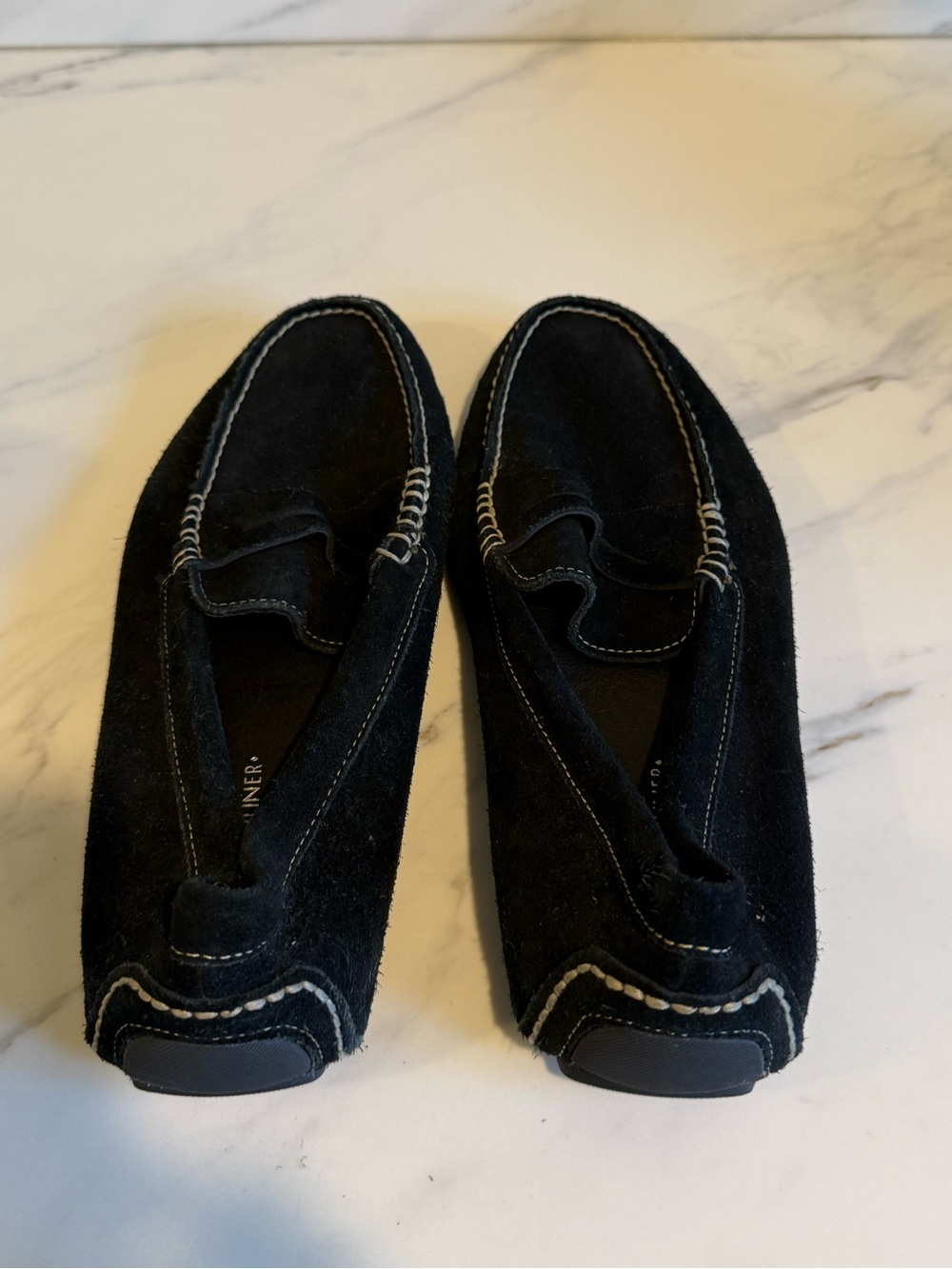 Black suede loafers